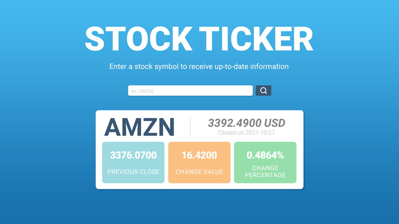 Stock ticker application mockup